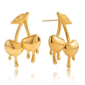 Gold Cherry Drip Earrings Cute Earrings